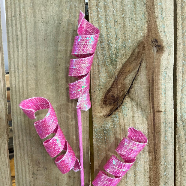 24" Pink Sequin Frizzy Curly Spray, wreath embellishment, spring decor, Easter Spray, 63597PK - MBcraftssupplyco