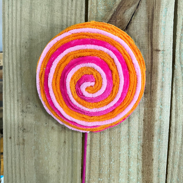 6.5" Lollipop Pick, wreath embellishment, swirl pick, summer spray, 63456BTOR - MBcraftssupplyco