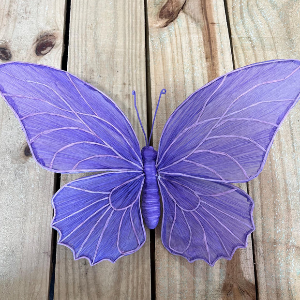 15.75"L Small purple Butterfly w/ clip round wing , Summer wreath attachment, wreath enhancement, butterfly embellishment, MB983099PURW - MBcraftssupplyco