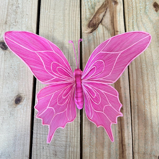 15.75"L Small pink Butterfly w/ clip pointed wing , Summer wreath attachment, wreath enhancement, butterfly embellishment, MB983099PKPW - MBcraftssupplyco