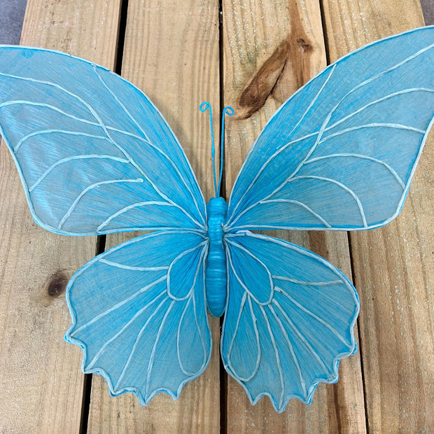 19.75"L Medium blue Butterfly w/ clip round wing , Summer wreath attachment, wreath enhancement, butterfly embellishment, MB983199BLRW - MBcraftssupplyco