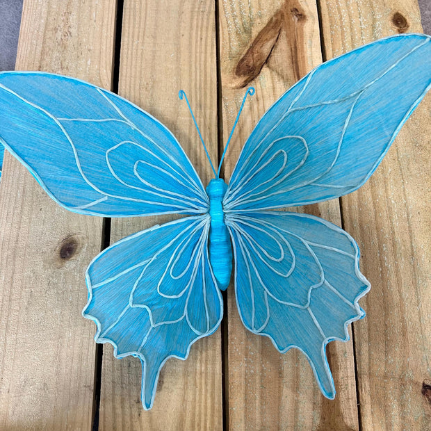 19.75"L Medium blue Butterfly w/ clip pointed wing , Summer wreath attachment, wreath enhancement, butterfly embellishment, MB983199BLPW - MBcraftssupplyco