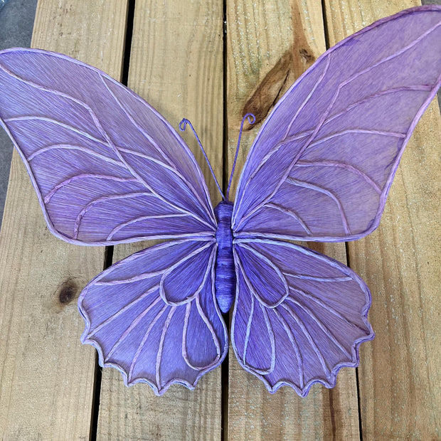 19.75"L Medium purple Butterfly w/ clip round wing , Summer wreath attachment, wreath enhancement, butterfly embellishment, MB983199PUPW - MBcraftssupplyco