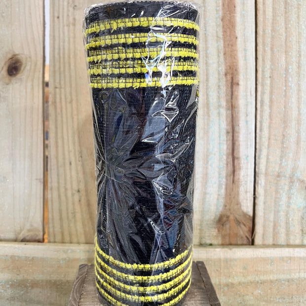 10" x 10Y black and yellow drift boarder stripe mesh , wreath making supplies, bee design materials, RY8115AA - MBcraftssupplyco