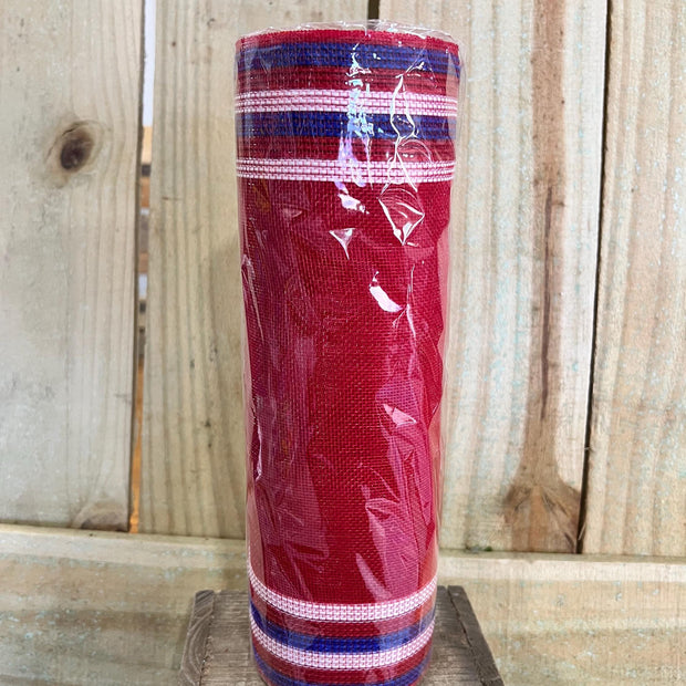 10" x 10Y patriotic fine weave boarder stripe mesh , wreath making supplies, patriotic design materials, RY5009H3 - MBcraftssupplyco