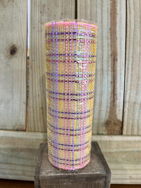 10" x 10Y pastel vertical stripe mesh , wreath making supplies, Easter design materials, RE1368HN - MBcraftssupplyco