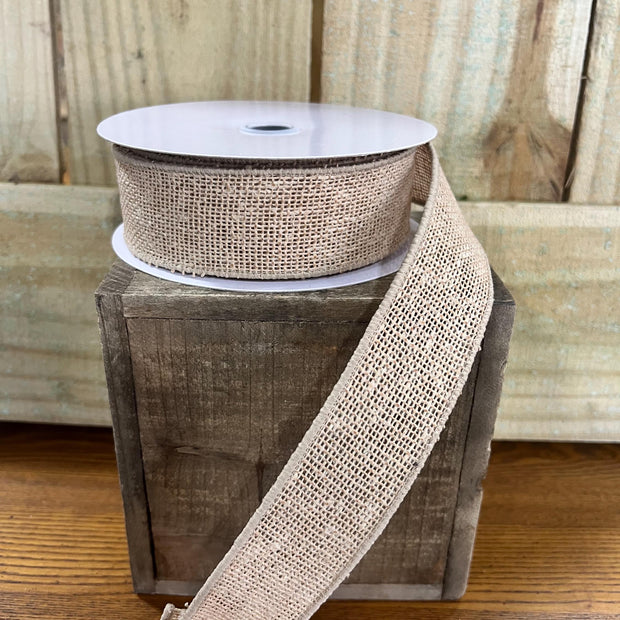 1.5" x 10Y faux burlap Wired Ribbon, wreath making supplies, summer ribbon, spring ribbon, RGE140101 - MBcraftssupplyco
