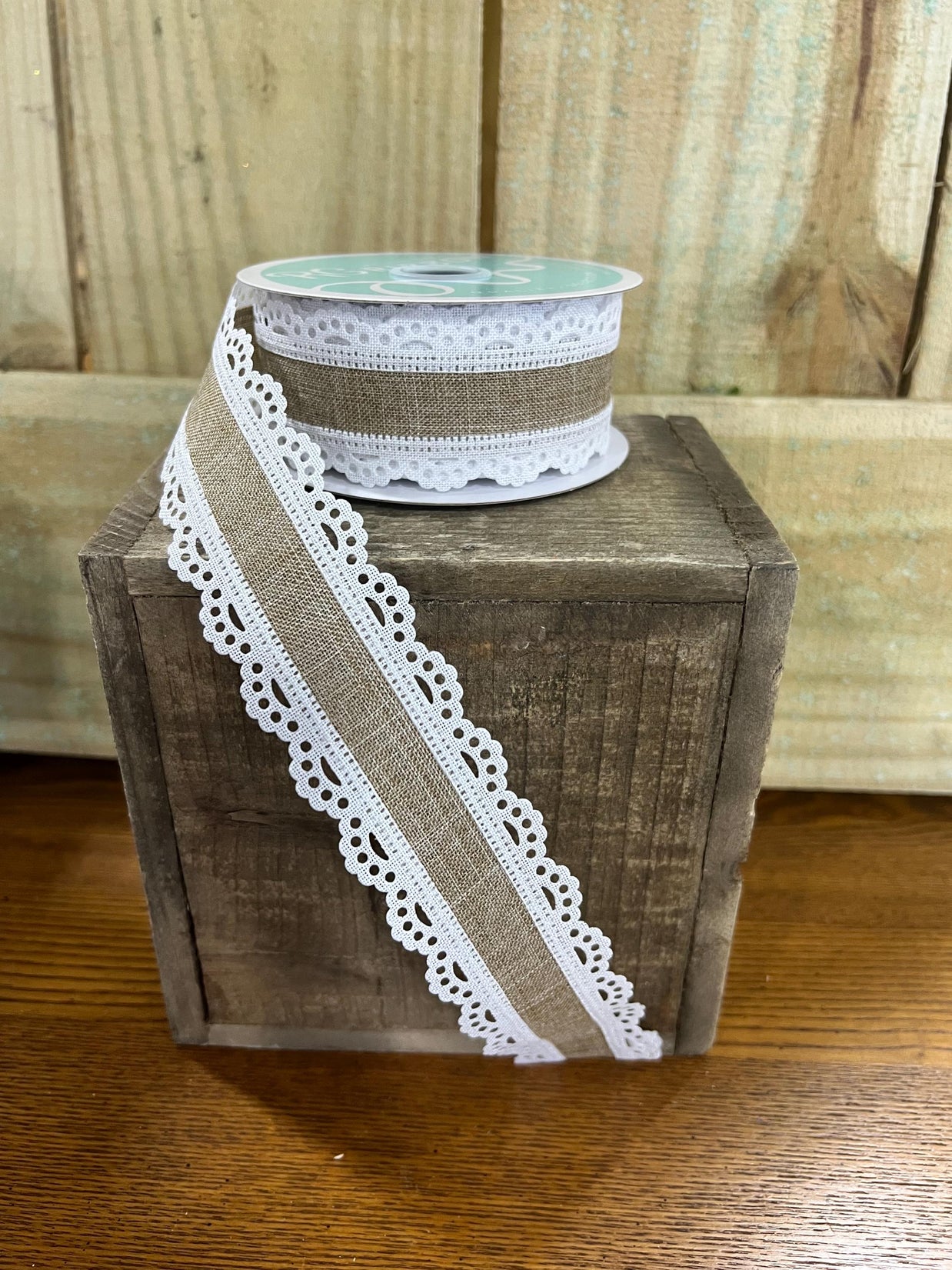 1.5" x 10Y tan scallop edge Wired Ribbon, wreath making supplies, everyday ribbon, nautical ribbon, RGA154101 - MBcraftssupplyco