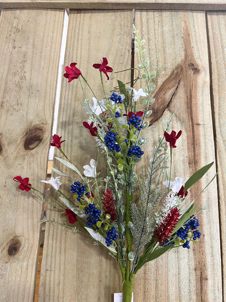 24" Patriotic fabric filler bush , wreath embellishment, Patriotic floral, FH807154 - MBcraftssupplyco