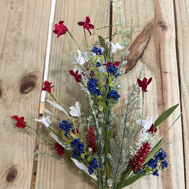 24" Patriotic fabric filler bush , wreath embellishment, Patriotic floral, FH807154 - MBcraftssupplyco