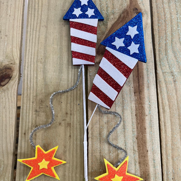 26" Patriotic firework Spray, wreath embellishment, USA decor, Patriotic Spray, 74242RWB - MBcraftssupplyco