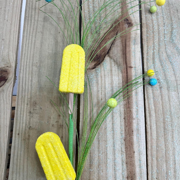 30" Yellow popsicle Pick , wreath embellishment, candy pick, summer spray, 63397YW - MBcraftssupplyco