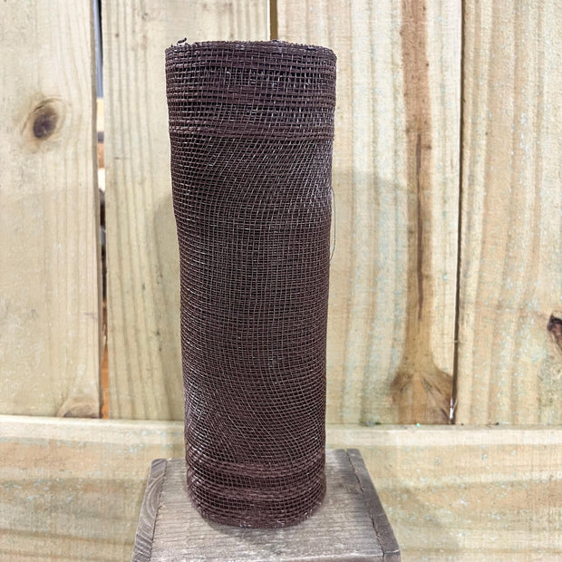 10" x 10Y brown jute boarder stripe mesh , wreath making supplies, everyday design materials, RY832431 - MBcraftssupplyco