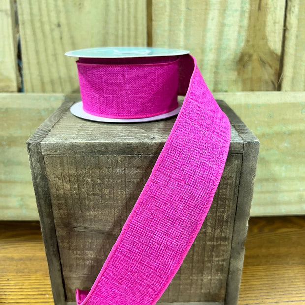 1.5" x 10Y pink canvas Wired Ribbon, wreath making supplies, summer ribbon, pink ribbon, RG127807 - MBcraftssupplyco