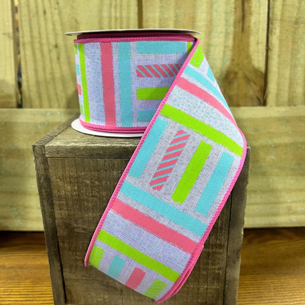 2.5" x 10Y lavender brush stroke Wired Ribbon, wreath making supplies, spring ribbon, purple ribbon, RGC1315NR - MBcraftssupplyco