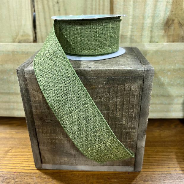 1.5" x 10Y fern green Wired Ribbon, wreath making supplies, summer ribbon, spring ribbon, RG12112Y - MBcraftssupplyco