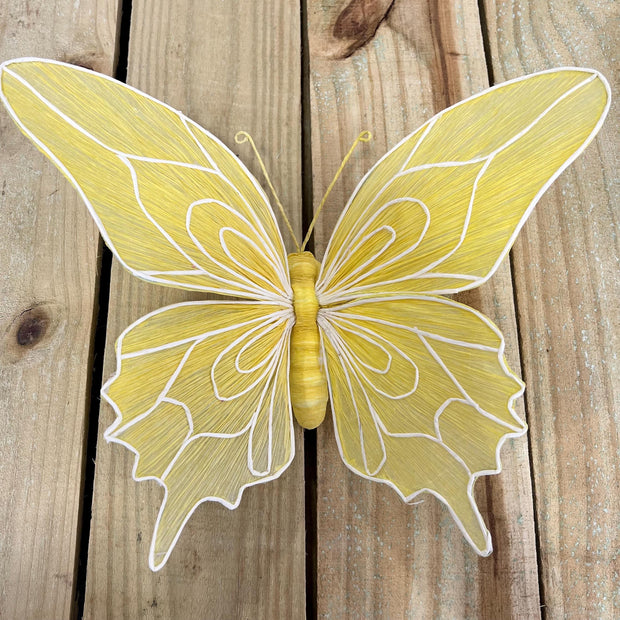 15.75"L Small yellow Butterfly w/ clip pointed wing , Summer wreath attachment, wreath enhancement, butterfly embellishment, MB983099YWPW - MBcraftssupplyco