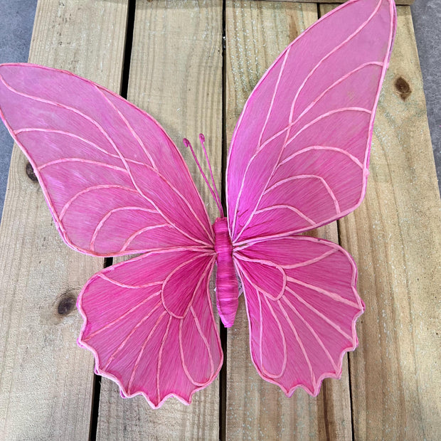 19.75"L Medium pink Butterfly w/ clip round wing , Summer wreath attachment, wreath enhancement, butterfly embellishment, MB983199PKRW - MBcraftssupplyco