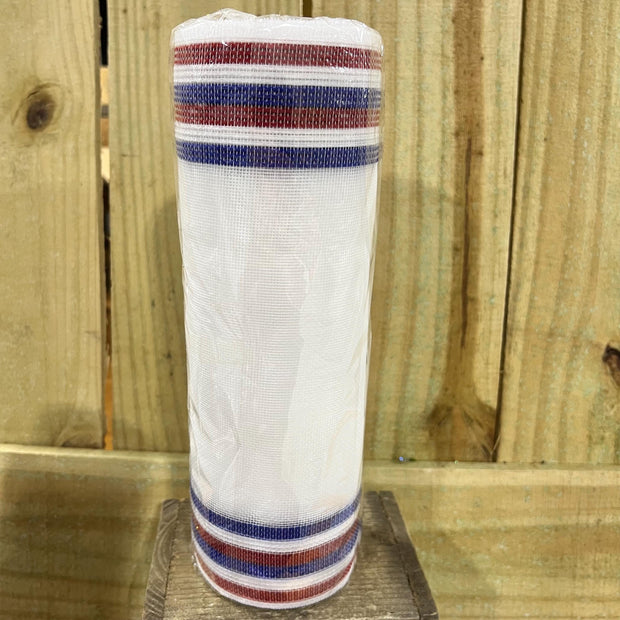 10" x 10Y white patriotic boarder fine weave mesh , wreath making supplies, patriotic design materials, RY5009M1 - MBcraftssupplyco