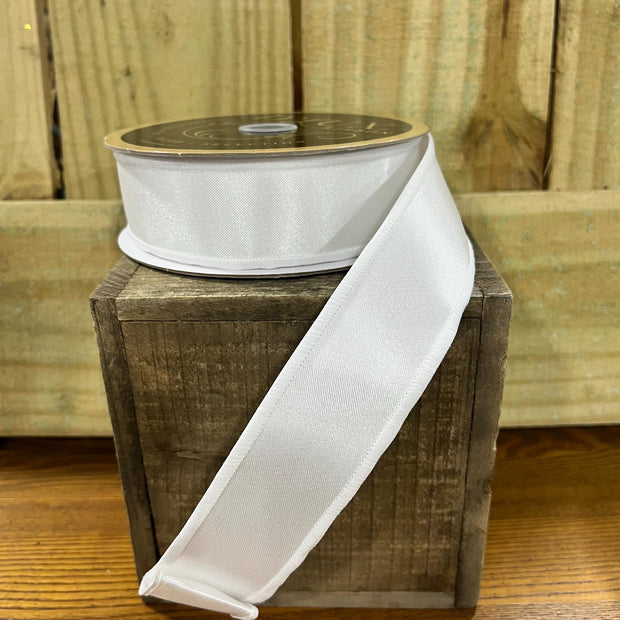 1.5” by 10y white satin designer ribbon, patriotic ribbon, designer ribbon, Wreath making supply, LX400527 - MBcraftssupplyco