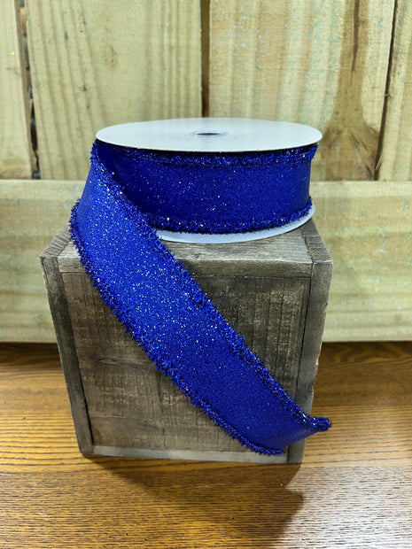1.5" x 10Y royal blue shimmer Wired Ribbon, wreath making supplies, summer ribbon, patriotic ribbon, RRGA830825 - MBcraftssupplyco