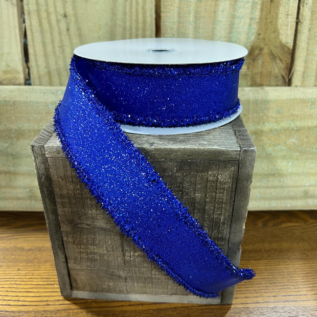 1.5" x 10Y royal blue shimmer Wired Ribbon, wreath making supplies, summer ribbon, patriotic ribbon, RRGA830825 - MBcraftssupplyco