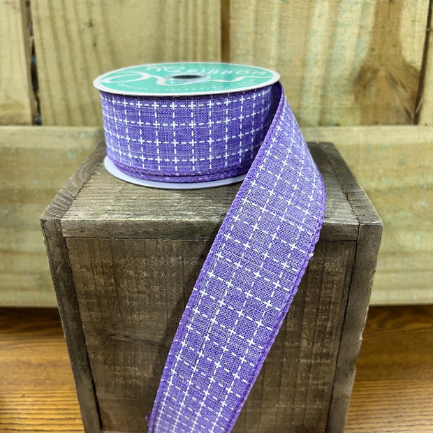 1.5" x 10Y lavender stiched Wired Ribbon, wreath making supplies, spring ribbon, purple ribbon, RG0167713 - MBcraftssupplyco