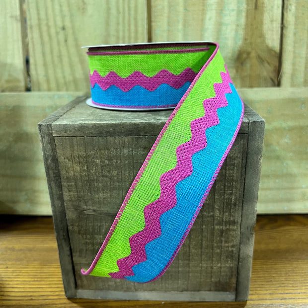 1.5" x 10Y summer ric rac Wired Ribbon, wreath making supplies, summer ribbon, RG202884 - MBcraftssupplyco