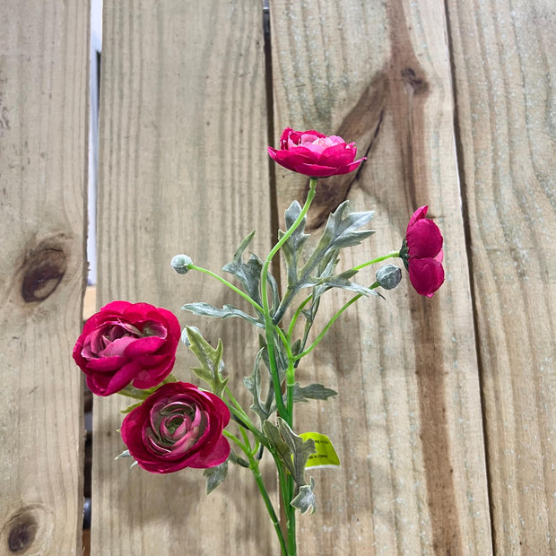 21" Fusia Ranunculus Stem , wreath embellishment, spring floral, 63328BT - MBcraftssupplyco