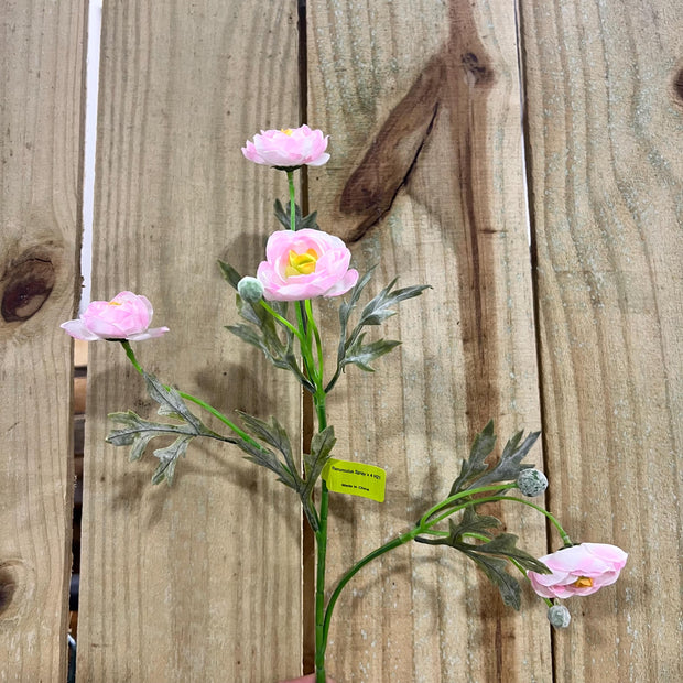 21" light pink Ranunculus Stem , wreath embellishment, spring floral, 63328PK - MBcraftssupplyco