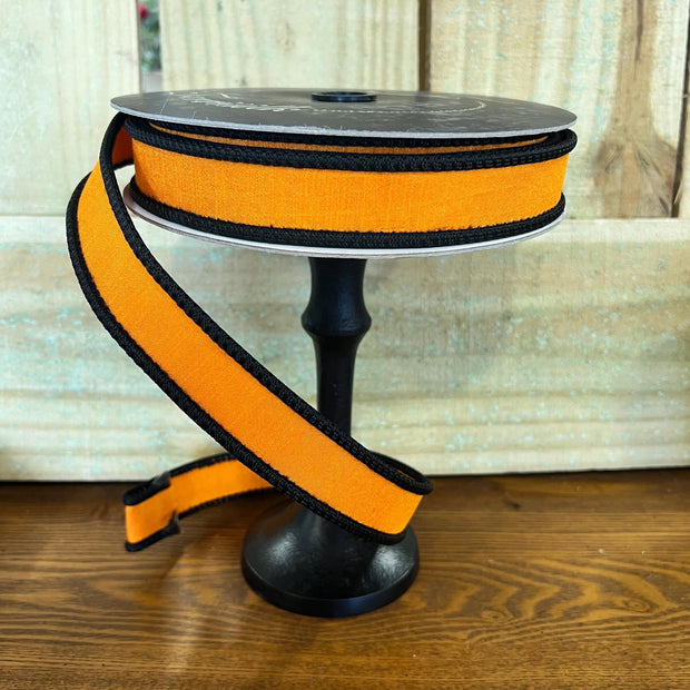 1in by 10y orange and black wired ribbon, Farrisilk designer ribbon, Halloween ribbon, RK534-52 - MBcraftssupplyco