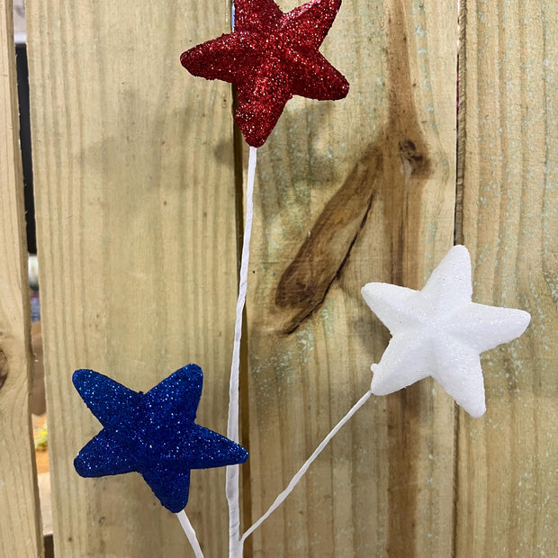 29.5"L Patriotic stars pick, Pastriotic firework spray, Wreath embellishment, HJ0036 - MBcraftssupplyco