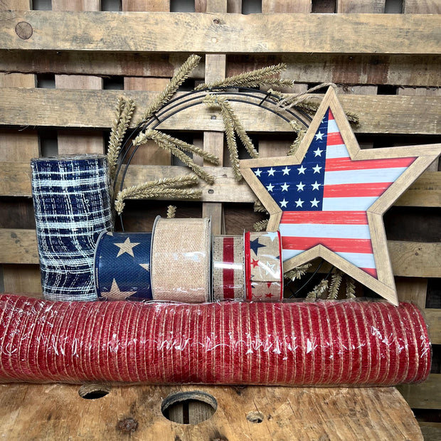 Patriotic wreath kit, diy wreath kit, USA wreath, rustic American flag design - MBcraftssupplyco