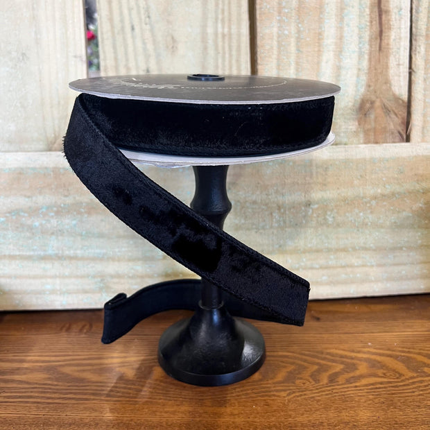 1in by 10y Black velvet wired ribbon, Farrisilk designer ribbon, Halloween ribbon, RG008-92 - MBcraftssupplyco